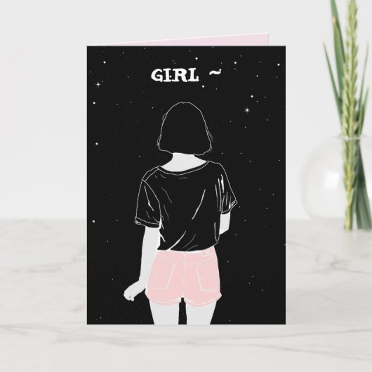 ガールカスタマイズ可能な誕生日カード サンキューカード (正面)
