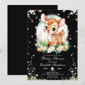 ガールカスタムピンクの子鹿の赤ちゃんシャワー 招待状 (正面/裏面)