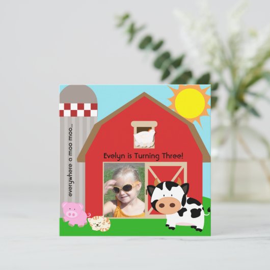 ガールカスタムフォトファーム誕生日招待状 招待状 (スタンド正面)