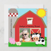 ガールカスタムフォトファーム誕生日招待状 招待状 (正面)