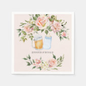 ガールカップルコエッドピンクフローラベビーシャワー スタンダードカクテルナプキン (正面)
