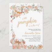 ガールカボチャ赤ちゃんシャワー 招待状 (正面/裏面)