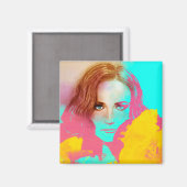 ガールカラフルアポップ・アートのートスクエアマグネット – 強烈 マグネット (正面/裏面)
