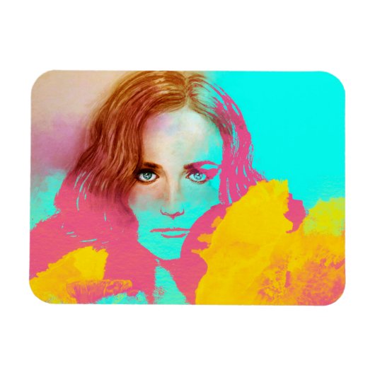 ガールカラフルアポップ・アートのート写真マグネット – 強烈 マグネット (横)