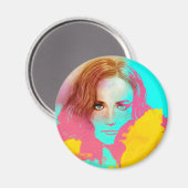 ガールカラフルアポップ・アートのート、ラウンドマグネット – 強烈 マグネット (正面/裏面)