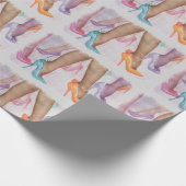 ガールカラフルハイヒール包装紙 ラッピングペーパー (角)