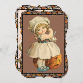 ガールカービングアップルハロウィーン招待状 (正面/裏面)