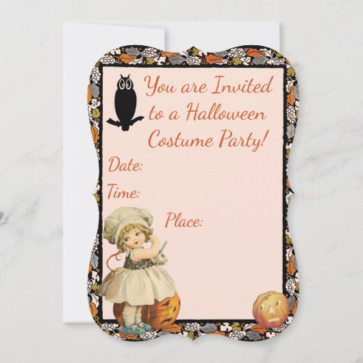ガールカービングアップルハロウィーン招待状 (裏面)