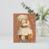 ガールカービングアップルハロウィーン葉書 ポストカード (スタンド正面)