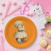 ガールカービングアップルハロウィーン ペーパープレート (パーティー)
