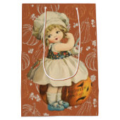 ガールカービングアップルハロウィーン ミディアムペーパーバッグ (裏面)