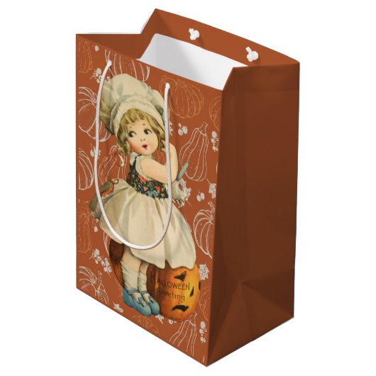 ガールカービングアップルハロウィーン ミディアムペーパーバッグ (裏面アングル)