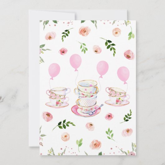 ガールガーデンティーパーティーベビーシャワー 招待状 (裏面)