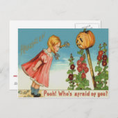 ガールガーデンハロウィーンのカボチャのちょうちんパンプキン ポストカード (正面/裏面)