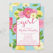 ガールガーデンフローラベビーシャワー招待状 招待状 (正面/裏面)