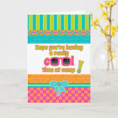 ガールキッズアットキャンプクールマリータイムピンクサングラス カード (黄色い花)