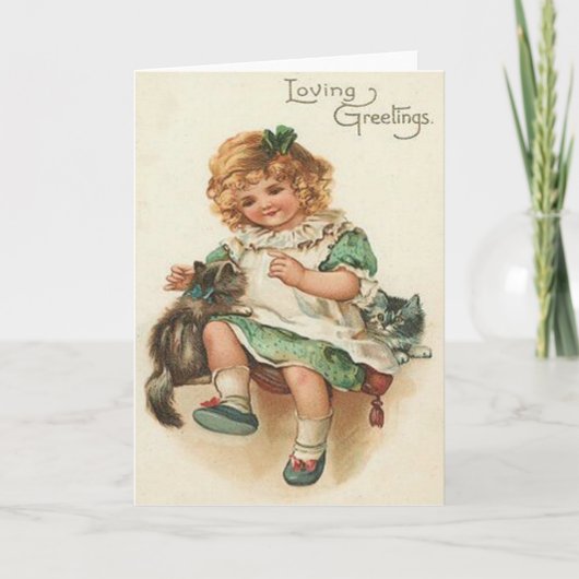 ガールキッテンキャット誕生日 カード (正面)