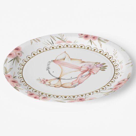 ガールキツネベビーシャワー紙プレート ペーパープレート (アングル)