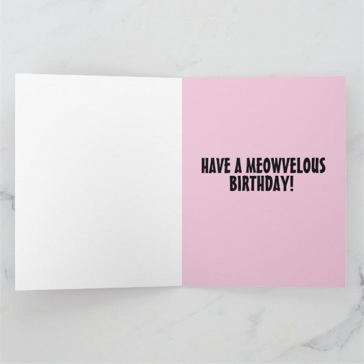 ガールキャッツアートおもしろいワールド支配誕生日カード サンキューカード (内部)