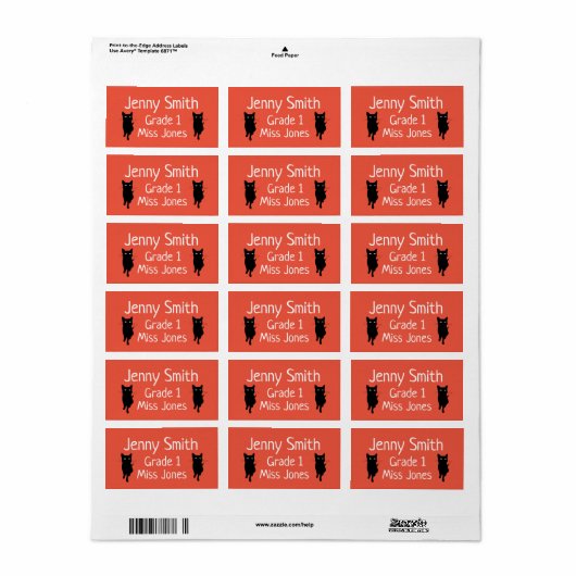 ガールキャットの名前スクールブックラベル ラベル (フルシート)