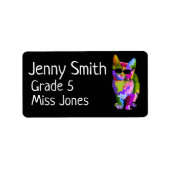 ガールキャットの名前スクールブックラベル ラベル (正面)