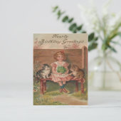 ガールキャットキットンフラワーズ誕生日 ポストカード (スタンド正面)