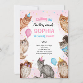 ガールキャットポーティアニマルズ誕生日 招待状