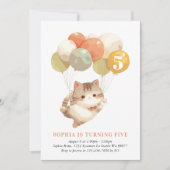 ガールキャット誕生日招待状 招待状 (正面)