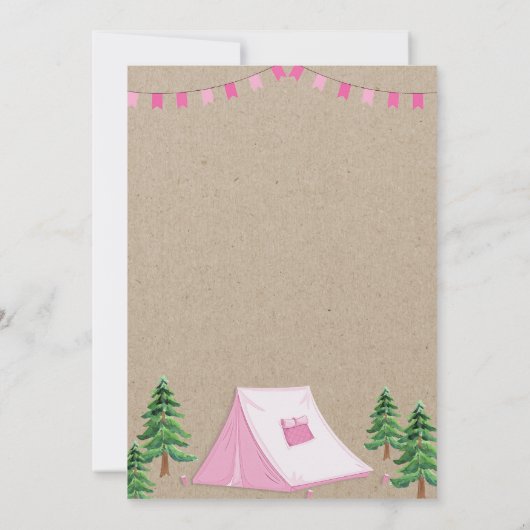 ガールキャンプアウト誕生日招待状バックヤードキャンピング 招待状 (裏面)