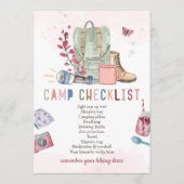 ガールキャンプパーティの招待状キャンプアウト誕生日 プログラム (裏面)