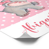 ガールキュートピンクゾウ水玉模様キッズルーム ポスター (角)