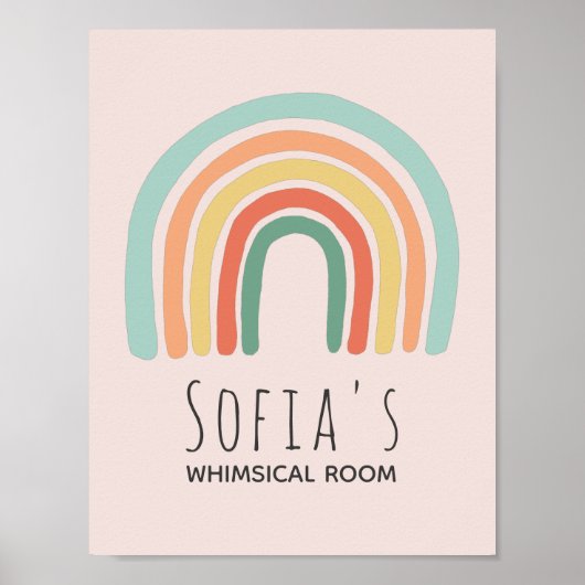 ガールキュートピンクボホレインボーベビー子供部屋 ポスター (正面)