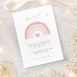 ガールキュートピンクレインボーウォーターカラー誕生日 サンキューカード