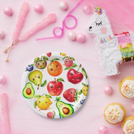 ガールキュートフルーツ誕生日 ペーパープレート (パーティー)