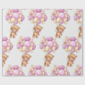 ガールキュートベアバルーンラッピング紙 ラッピングペーパー (フラット)