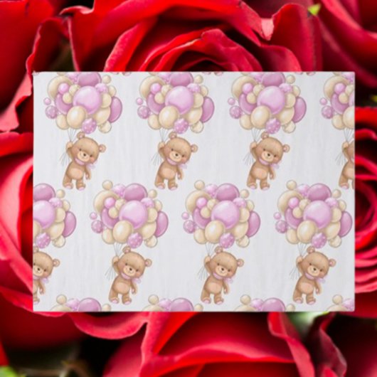 ガールキュートベアバルーンラッピング紙 薄葉紙