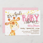 ガールキリン赤ちゃんシャワー招待 招待状 (正面/裏面)