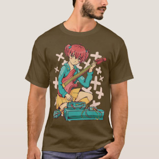 ガールギターアニメマンガチビ(小さくかわいく書いた感じ)かわいいオタク958 Tシャツ