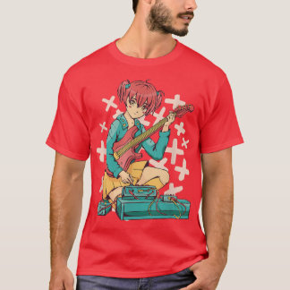 ガールギターアニメマンガチビ(小さくかわいく書いた感じ)かわいいオタク959 Tシャツ