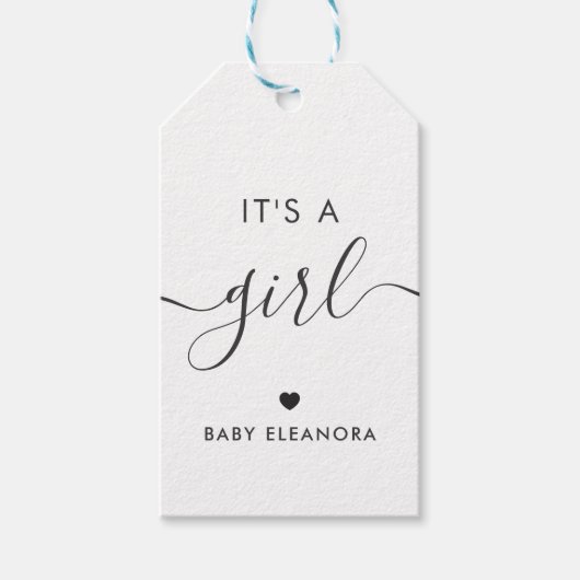 ガールギフトラベル、ベビーシャワーギフトラベル、クラフト ギフトタグ (正面)