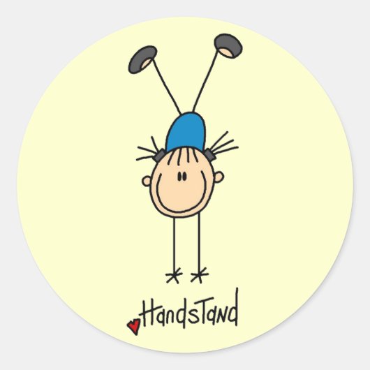 ガールギムナストハンドスタンドTシャツとギフト ラウンドシール (正面)