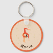 ガールギムナスト体操オレンジスパークルスポーツテーマ キーホルダー (正面)