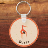 ガールギムナスト体操オレンジスパークルスポーツテーマ キーホルダー (正面)