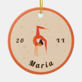 ガールギムナスト体操オレンジレオタード&スパークル セラミックオーナメント (正面)