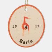 ガールギムナスト体操オレンジレオタード&スパークル セラミックオーナメント (左)