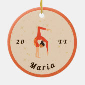ガールギムナスト体操オレンジレオタード&スパークル セラミックオーナメント (裏面)