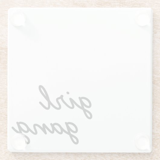 ガールギャングキュートモダンフェミニストガールパワー スクリプト ガラスコースター (裏面)