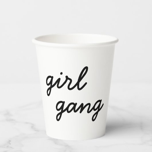 ガールギャングキュートモダンフェミニストガールパワー スクリプト 紙コップ (正面)