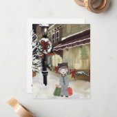 ガールクリスマスショッピングノートカード ノートカード (正面/裏面インサイチュ)