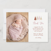 ガールクリスマスツリー誕生日写真サンキューカード 招待状 (正面)